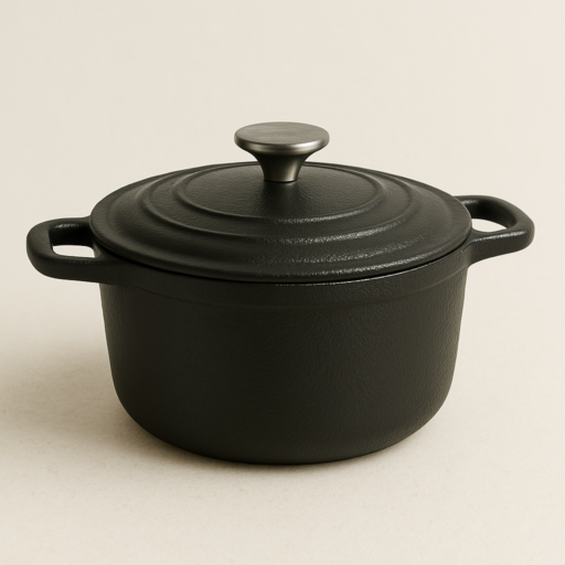 重厚感のある黒い鉄の鍋。