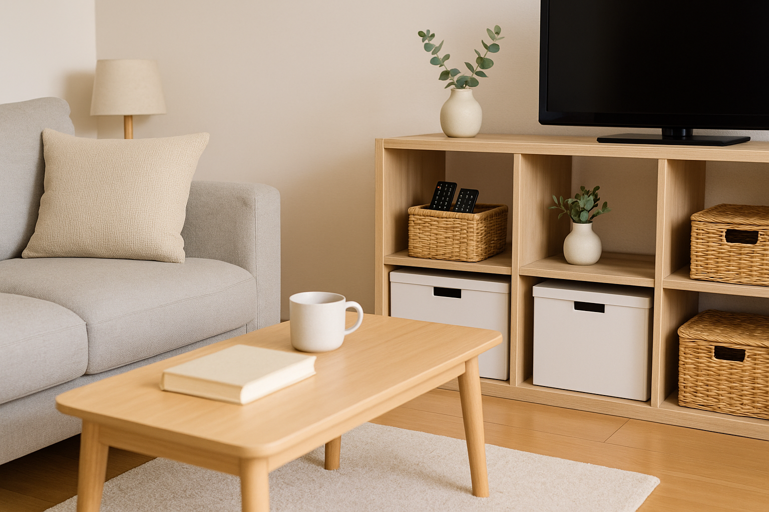 整頓されたリビングの画像。